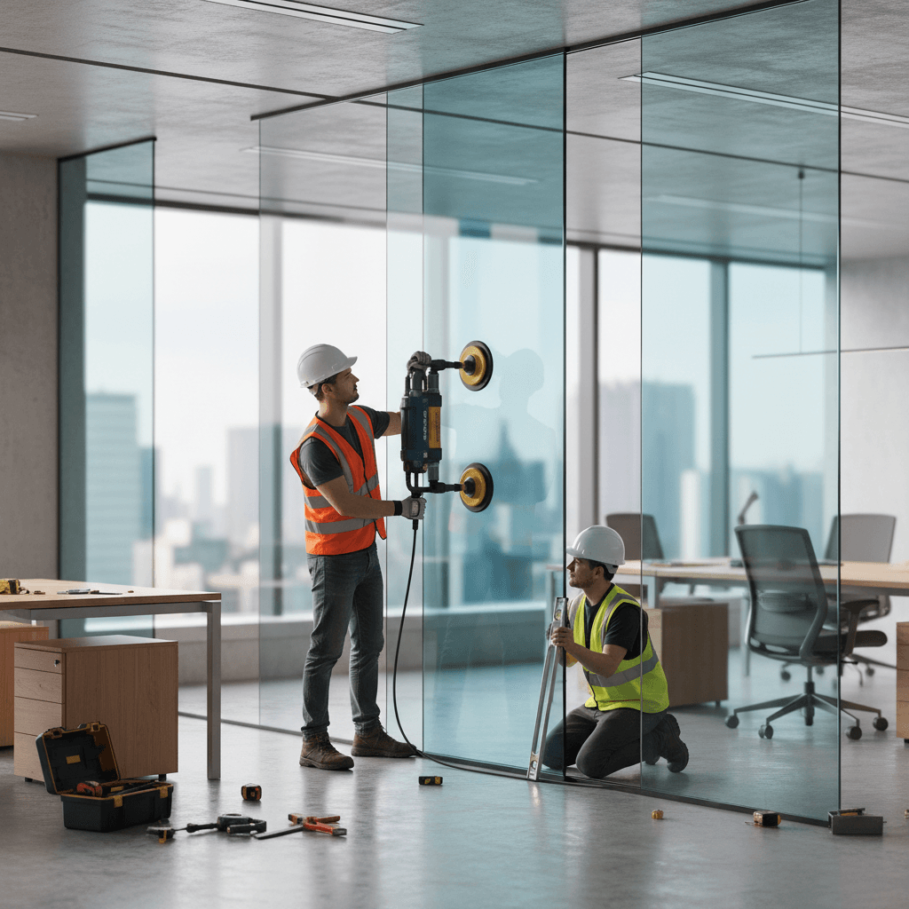 glass partition installation