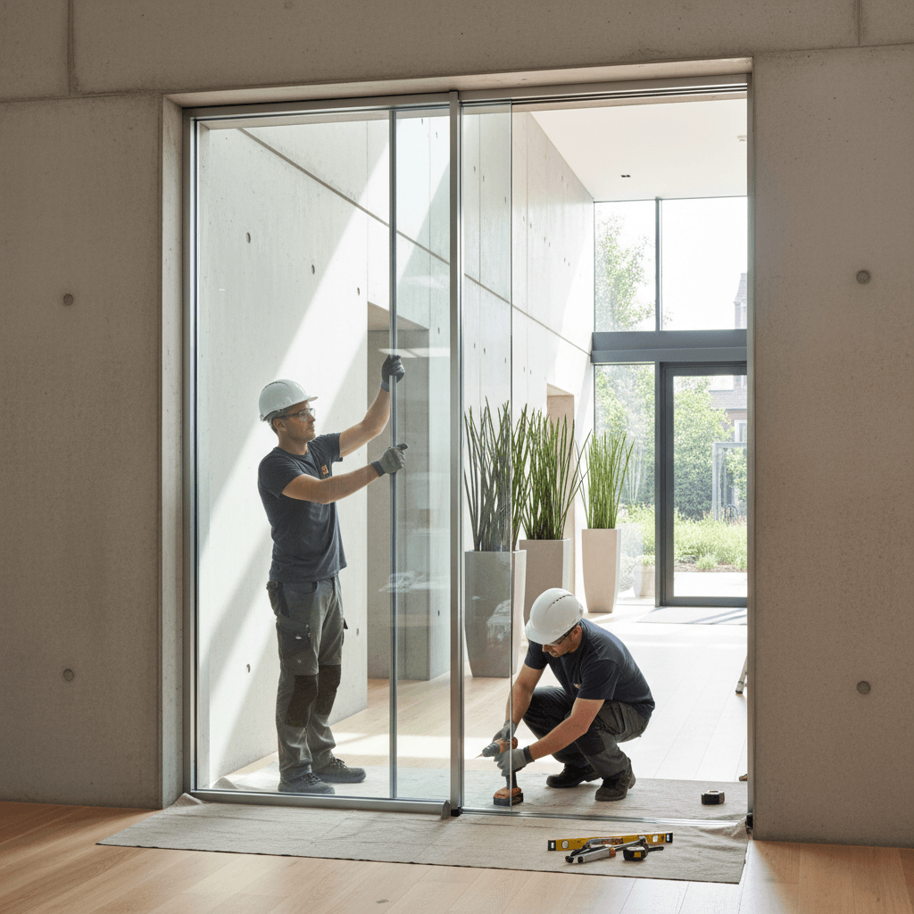 Glass door installation